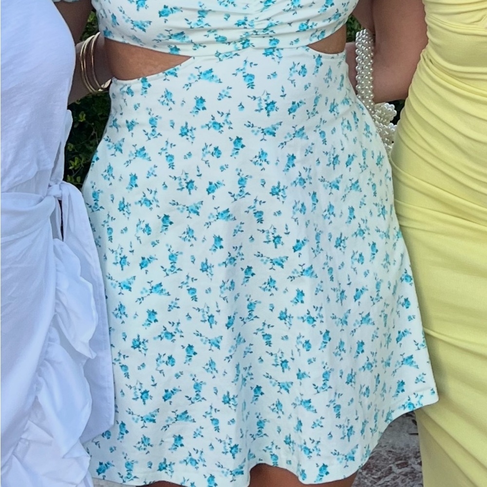Zara Blue and White Halter Mini Dress